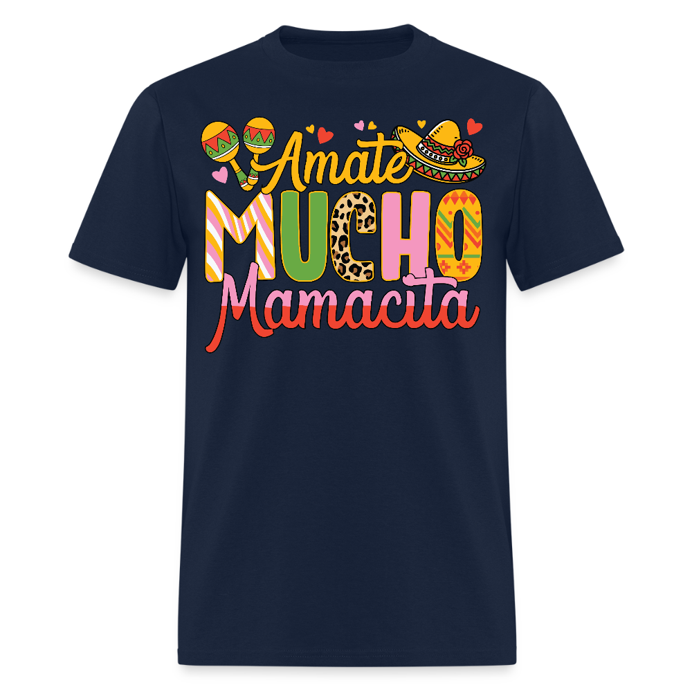 Women’s Mexican Culture Tee Ámate Mucho Mamacita T-shirt - navy