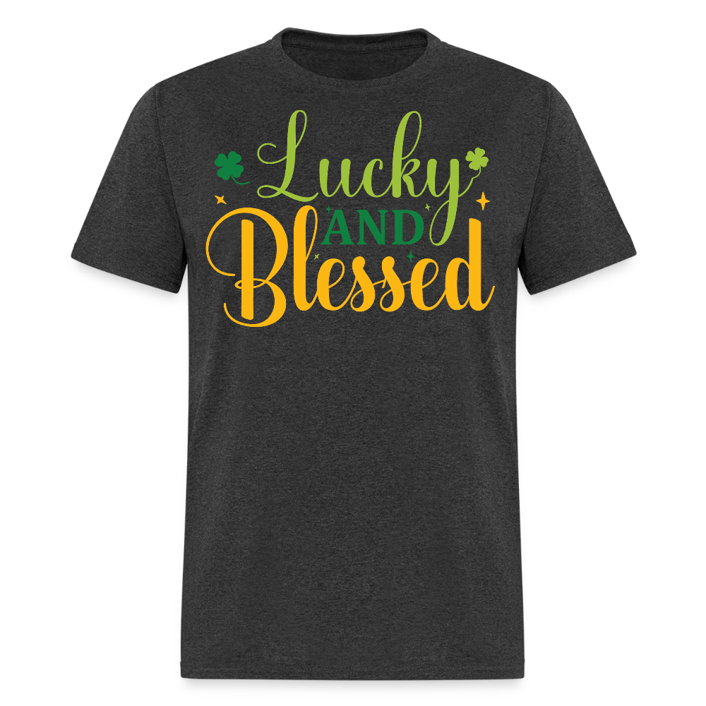 St Patrick’s Day Lucky And Blessed T-shirt - heather black