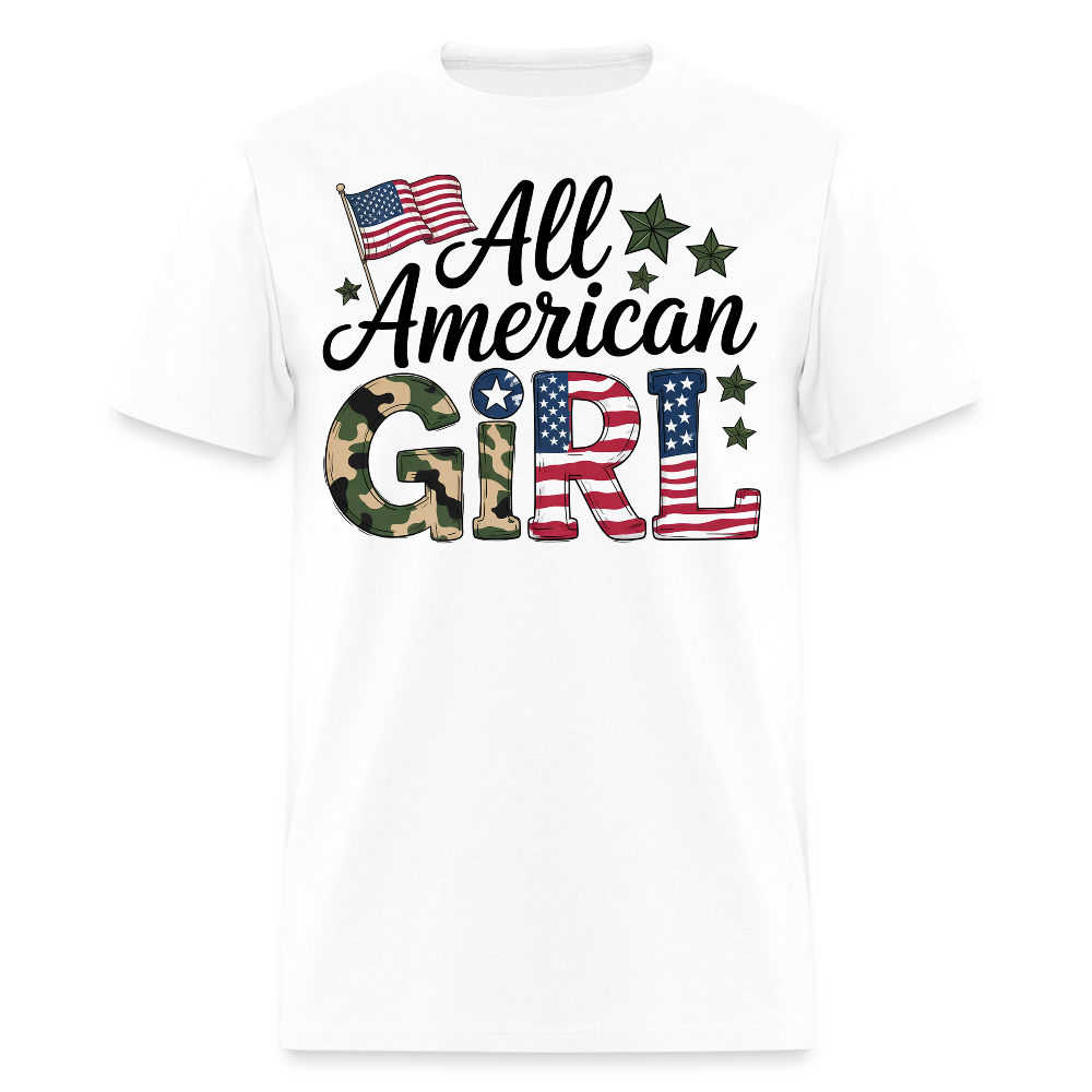 All American Girl Military Patriotic T-Shirt - white
