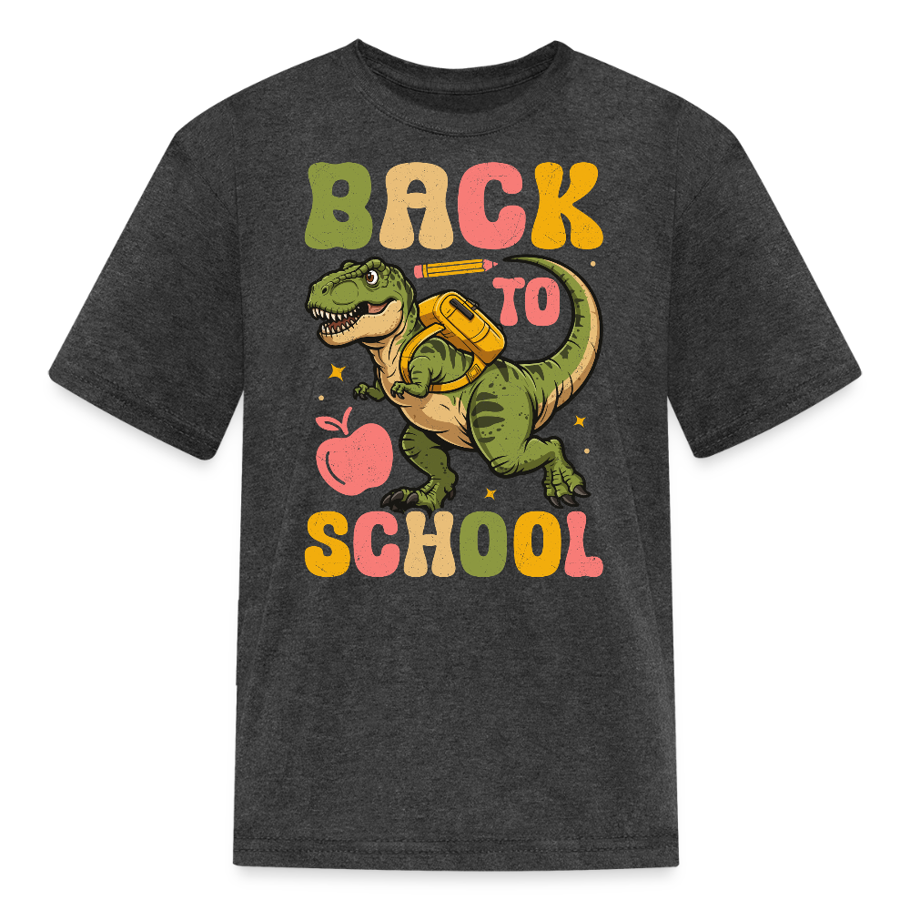 Back To School Dinosaur Kids' T-Shirt - heather black