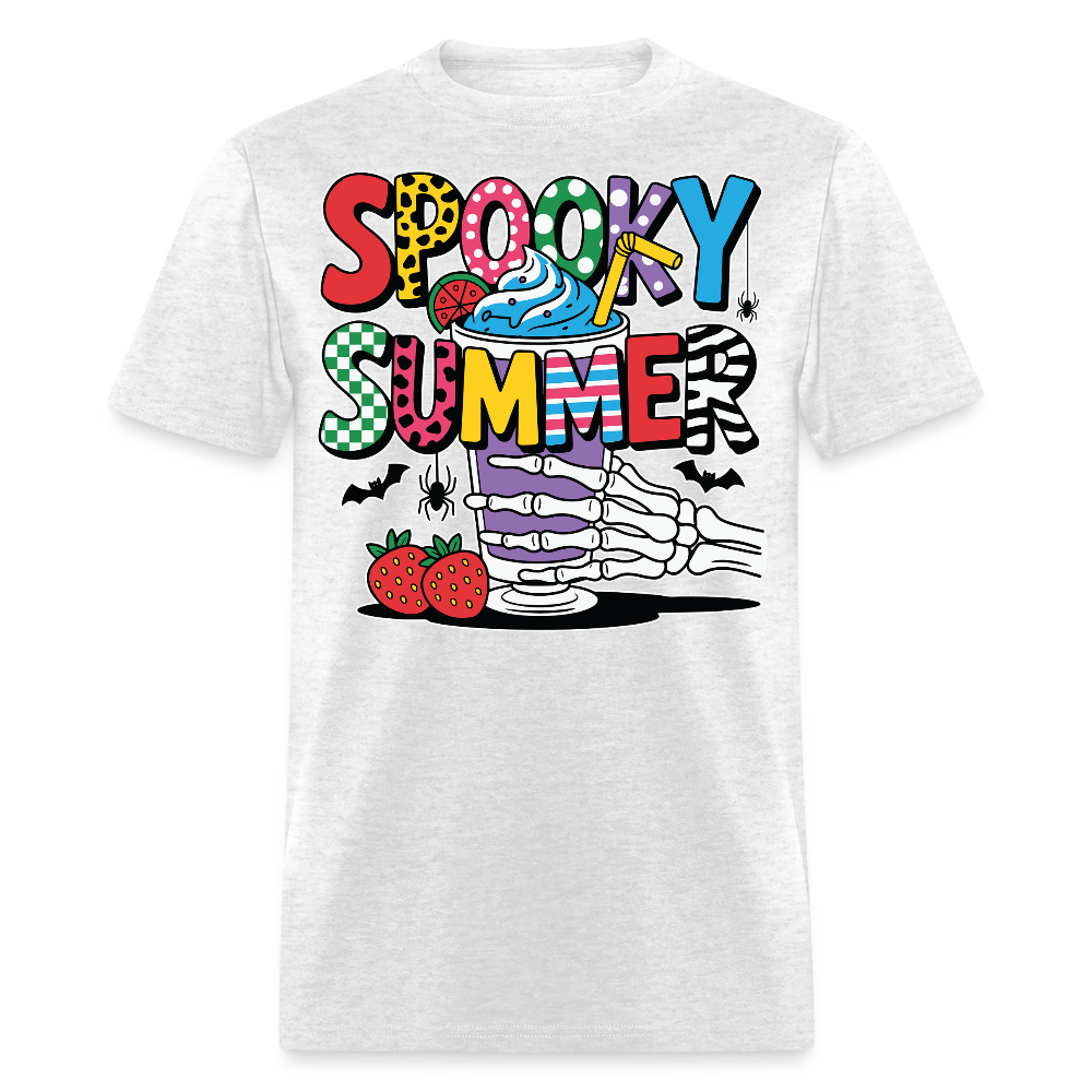 Retro Spooky Summer Funny Skeleton T-shirt - light heather gray