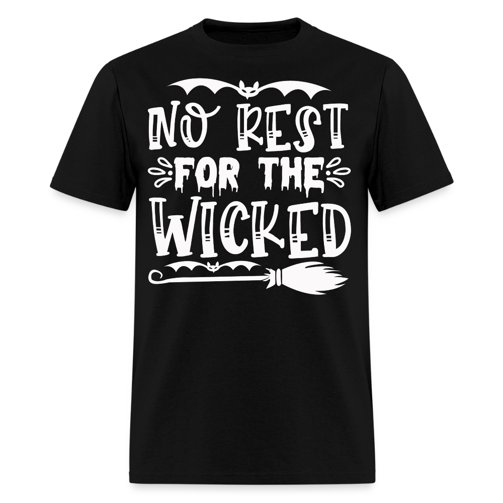 Spooky No Rest For The Wicked Halloween Witch T-Shirt - black