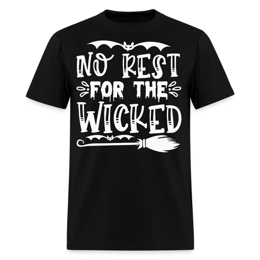 Spooky No Rest For The Wicked Halloween Witch T-Shirt - black