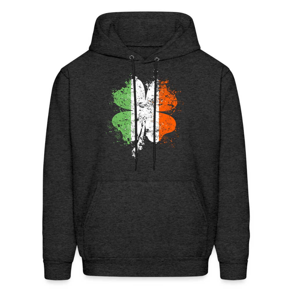 Irish Distressed Shamrock ST Patrick's Day Men's Hoodie - charcoal grey
