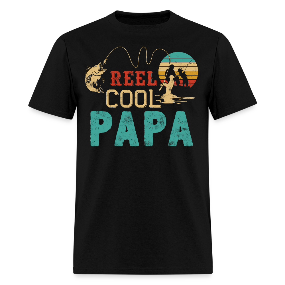 Reel Cool Papa Fishing Fathers Day Gift For Fisherman Dad T-shirt - black