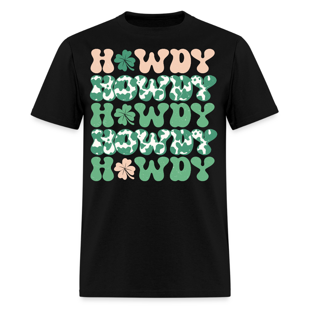 Howdy Western Cowgirl St Patrick's Day T-shirt - black