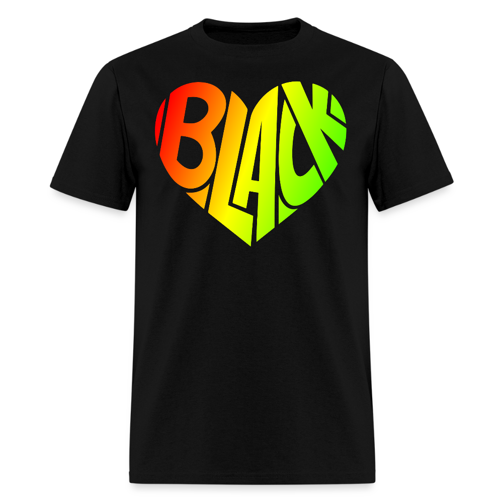 Black Pride Heart Tee Afrocentric Love Graphic T-Shirt - black