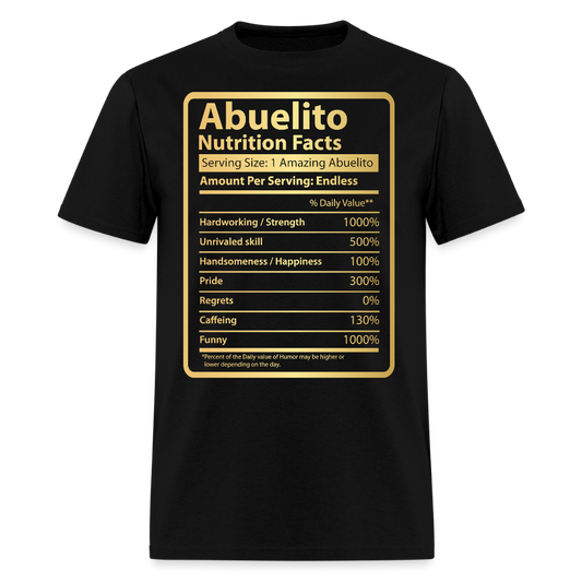 Funny Abuelito Nutrition Facts Hispanic Grandpa Gift T-shirt - black