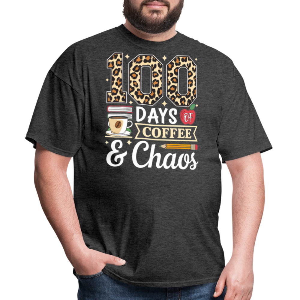 Teacher Appreciation Gift Coffee Lover 100 Days of School Unisex T-Shirt - heather black