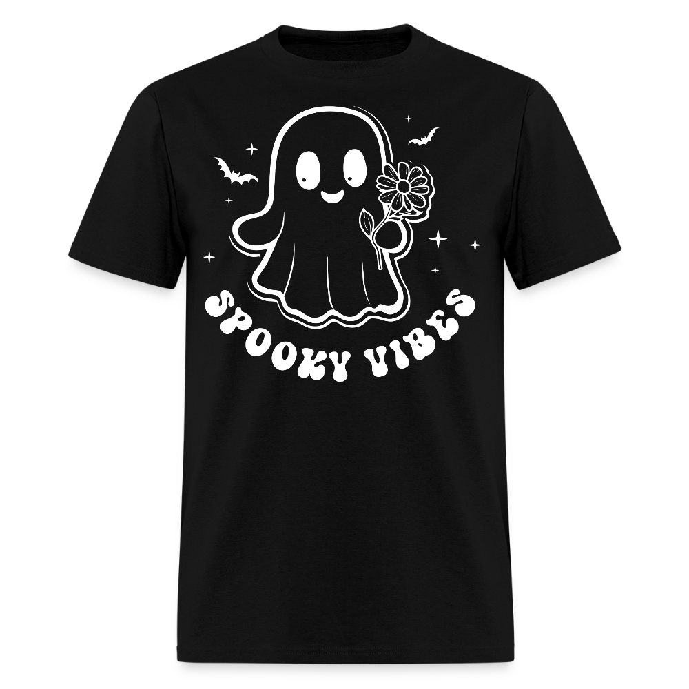Spooky Vibes Funny Ghost Halloween T-Shirt - black