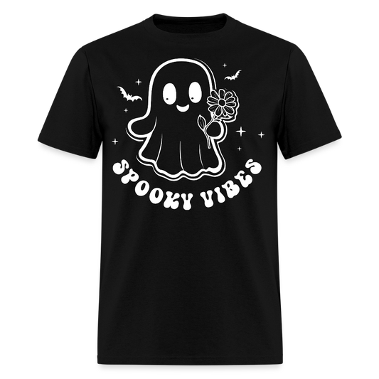 Spooky Vibes Funny Ghost Halloween T-Shirt - black