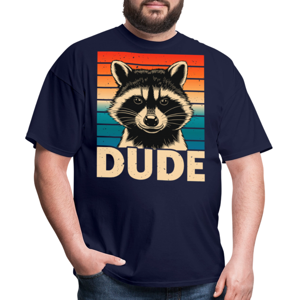 Vintage Raccoon Graphic Dude T-shirt - navy
