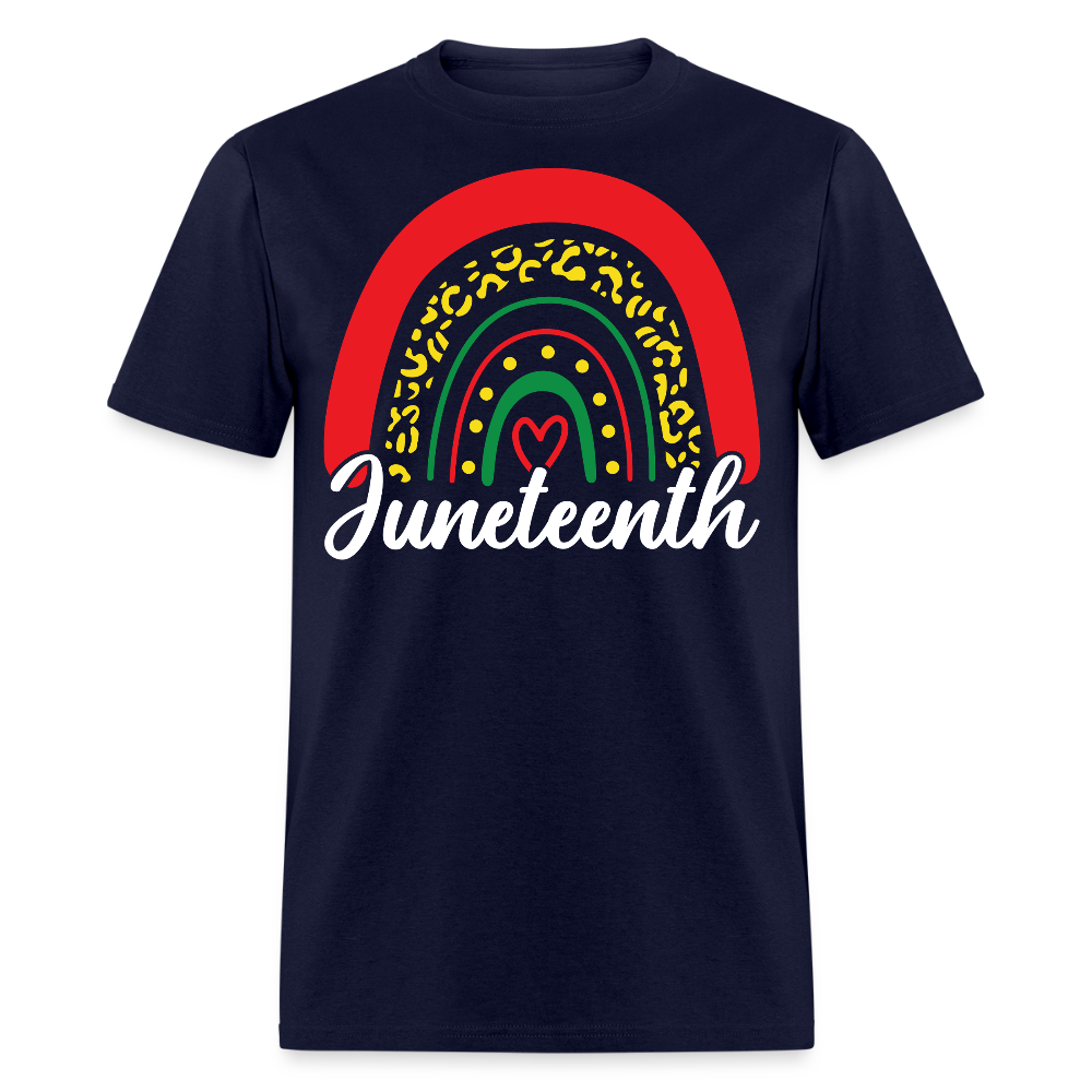 Black Pride Rainbow Afrocentric Juneteenth Celebration T-shirt - navy