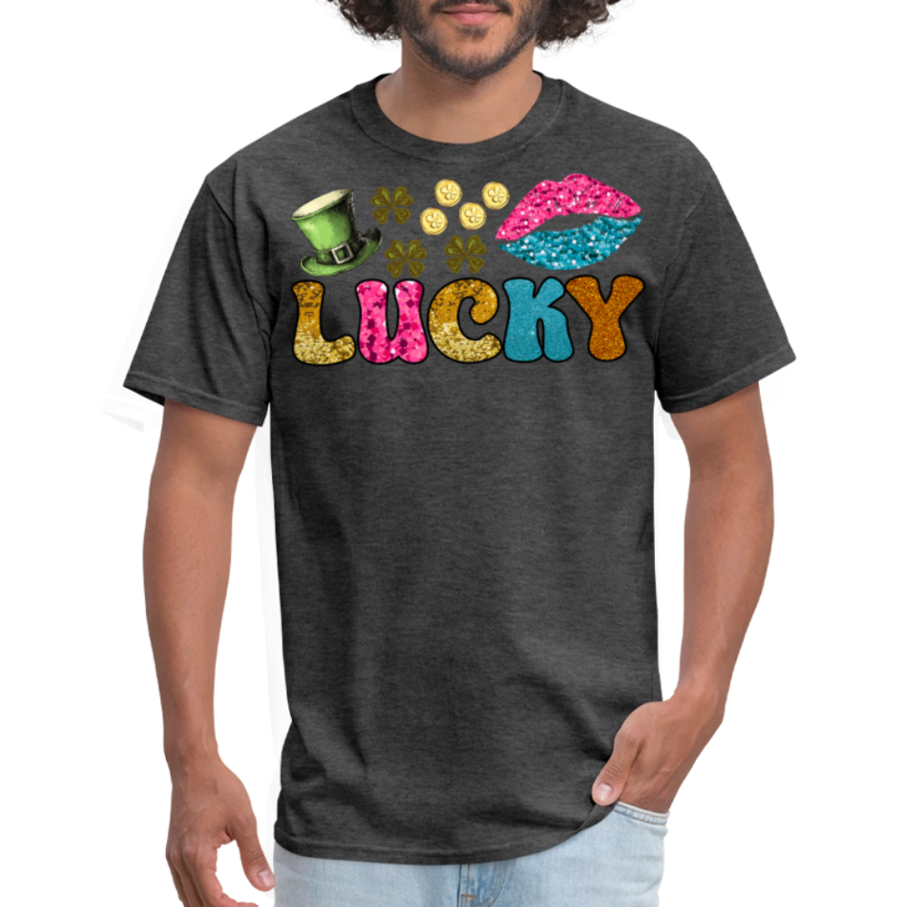Lucky Charm Graphic Tee For Festive Wear T-shirt - heather black