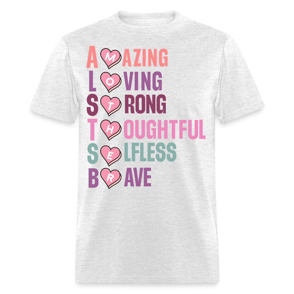 Mother Acronym Tee With Heartfelt Words T-shirt - light heather gray
