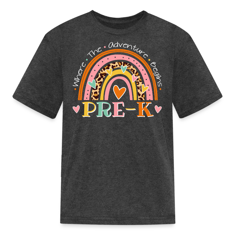 Pre-K Where The Adventure Begins Kids' T-Shirt - heather black