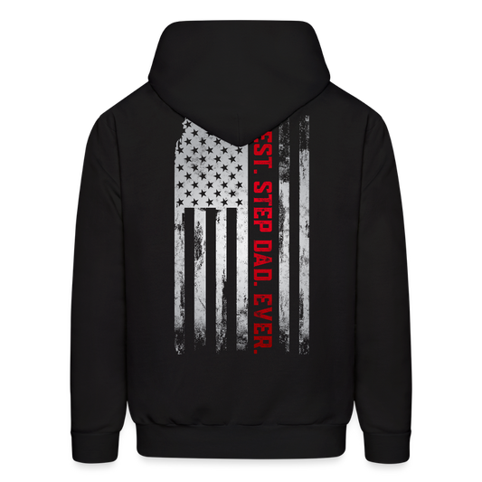 Distressed American Flag Best Stepdad Hoodie - black