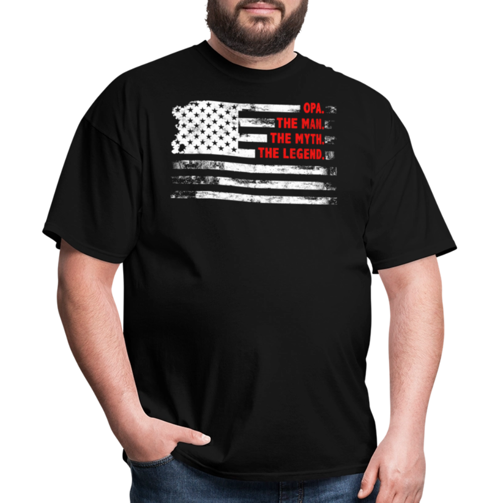 Opa The Man The Myth The Legend Funny Grandpa T-shirt - black