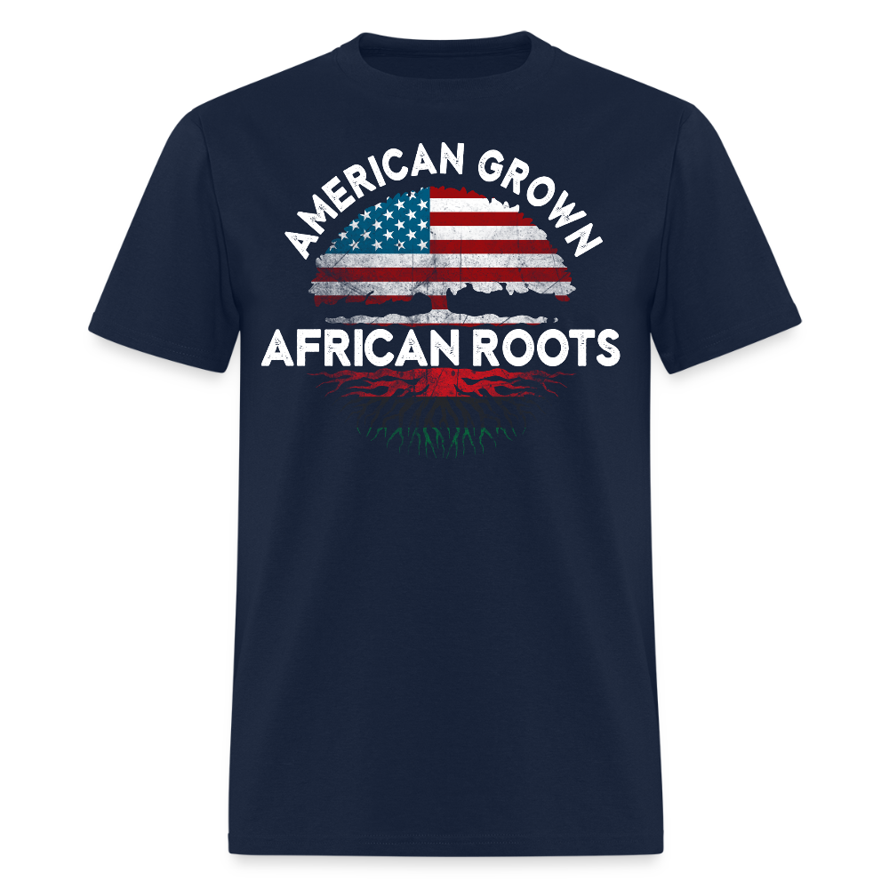 American Grown African Roots Cultural Pride T-Shirt - navy