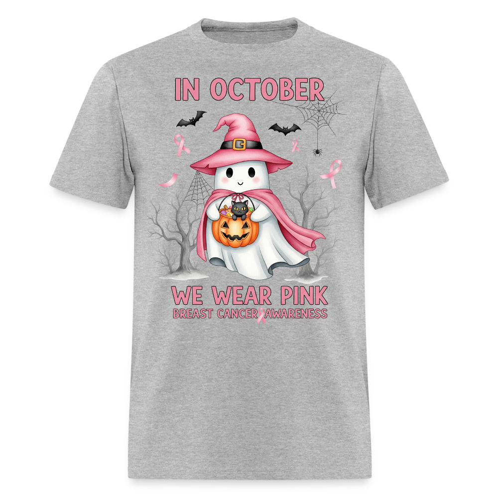 In October We Wear Pink Breast Cancer Support T-Shirt - heather gray