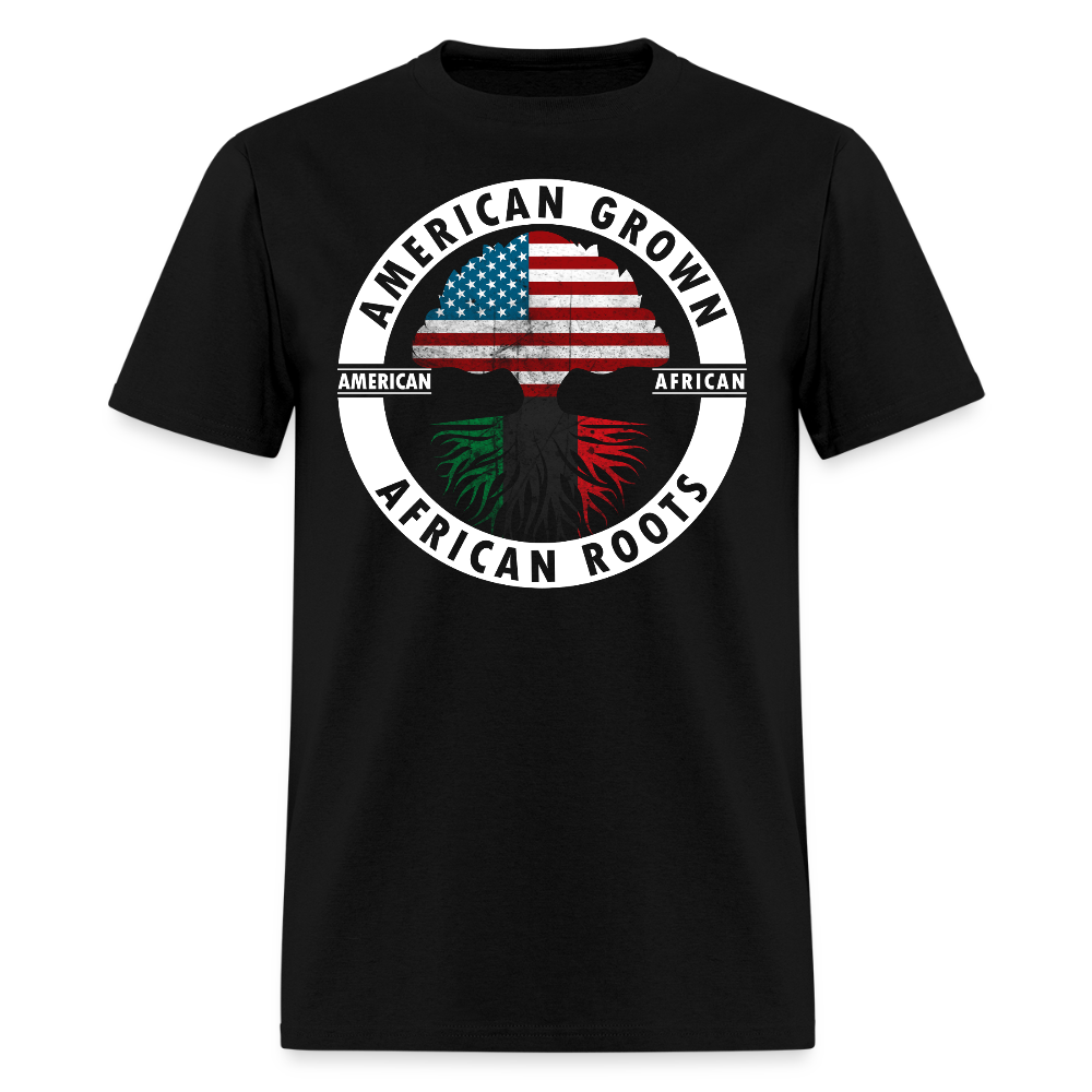 American Grown African Roots Pan African Flag T-Shirt - black