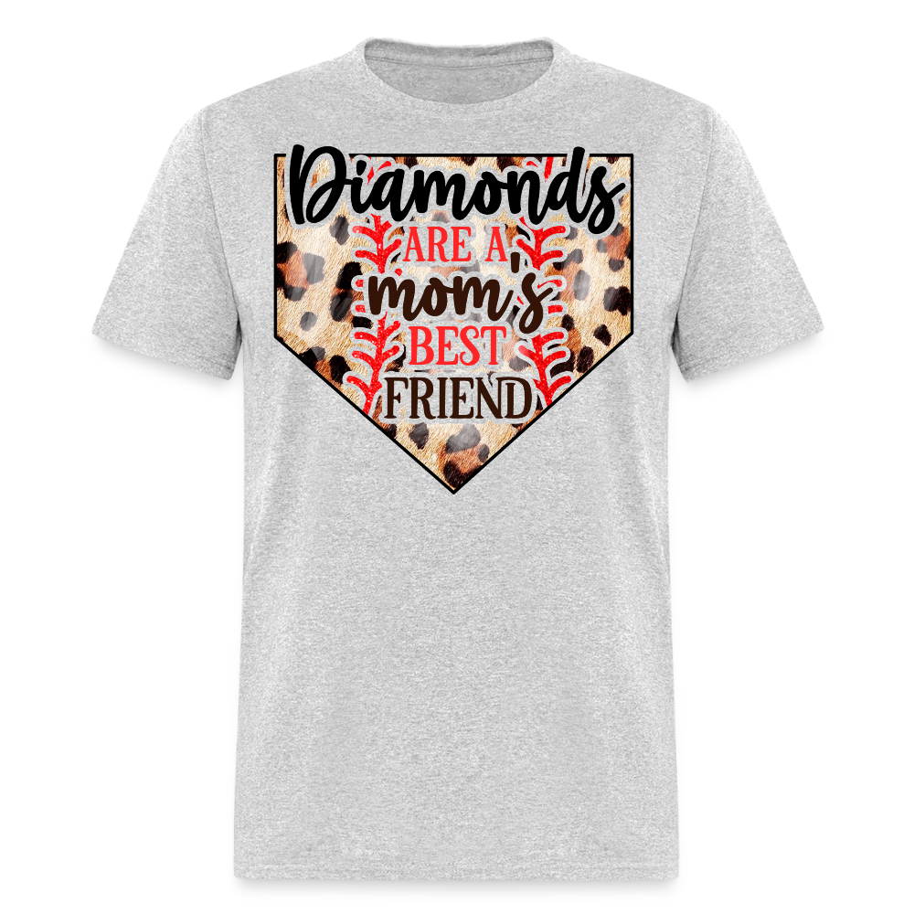 Diamonds Are A Mom’s Best Friend Leopard Print T-shirt - heather gray