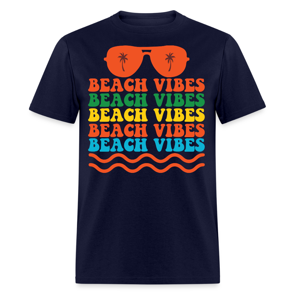 Retro Beach Vibes Summer Sunglasses T-shirt - navy