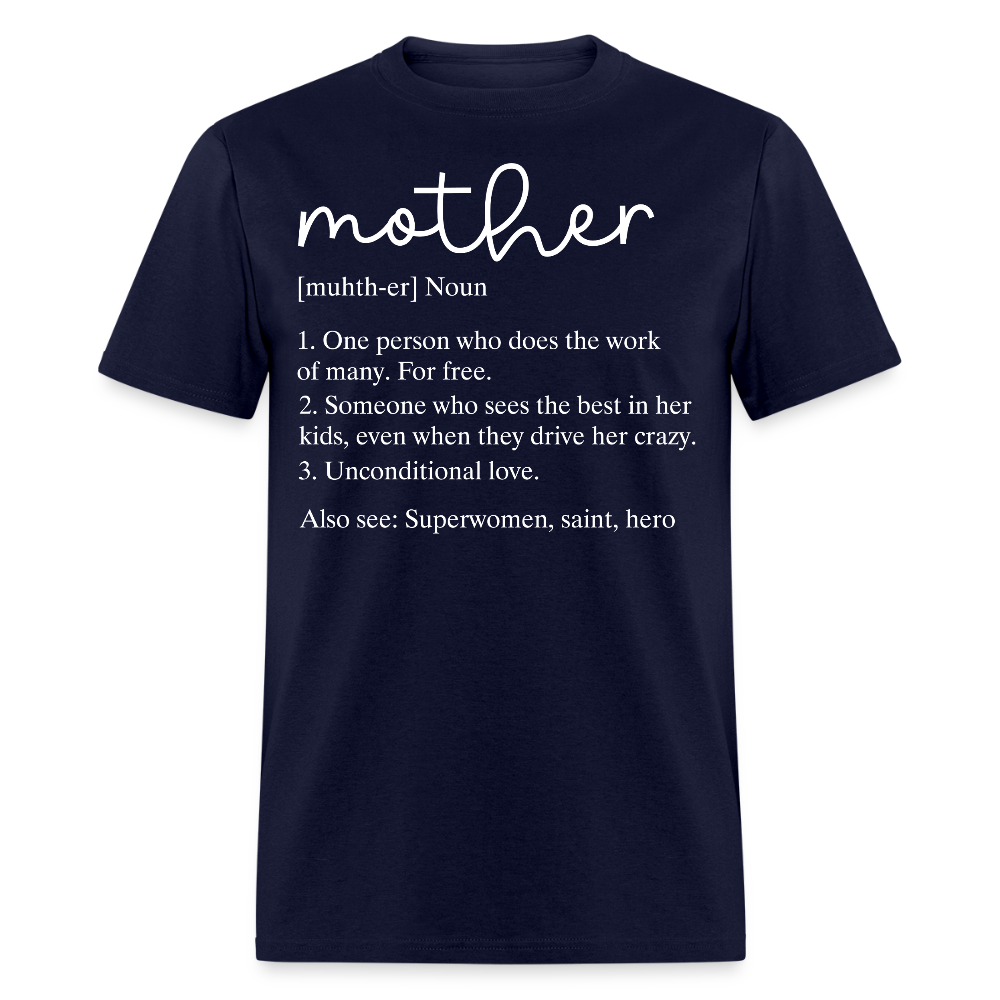 Funny Mom Definition Tee Hardworking Moms T-shirt - navy