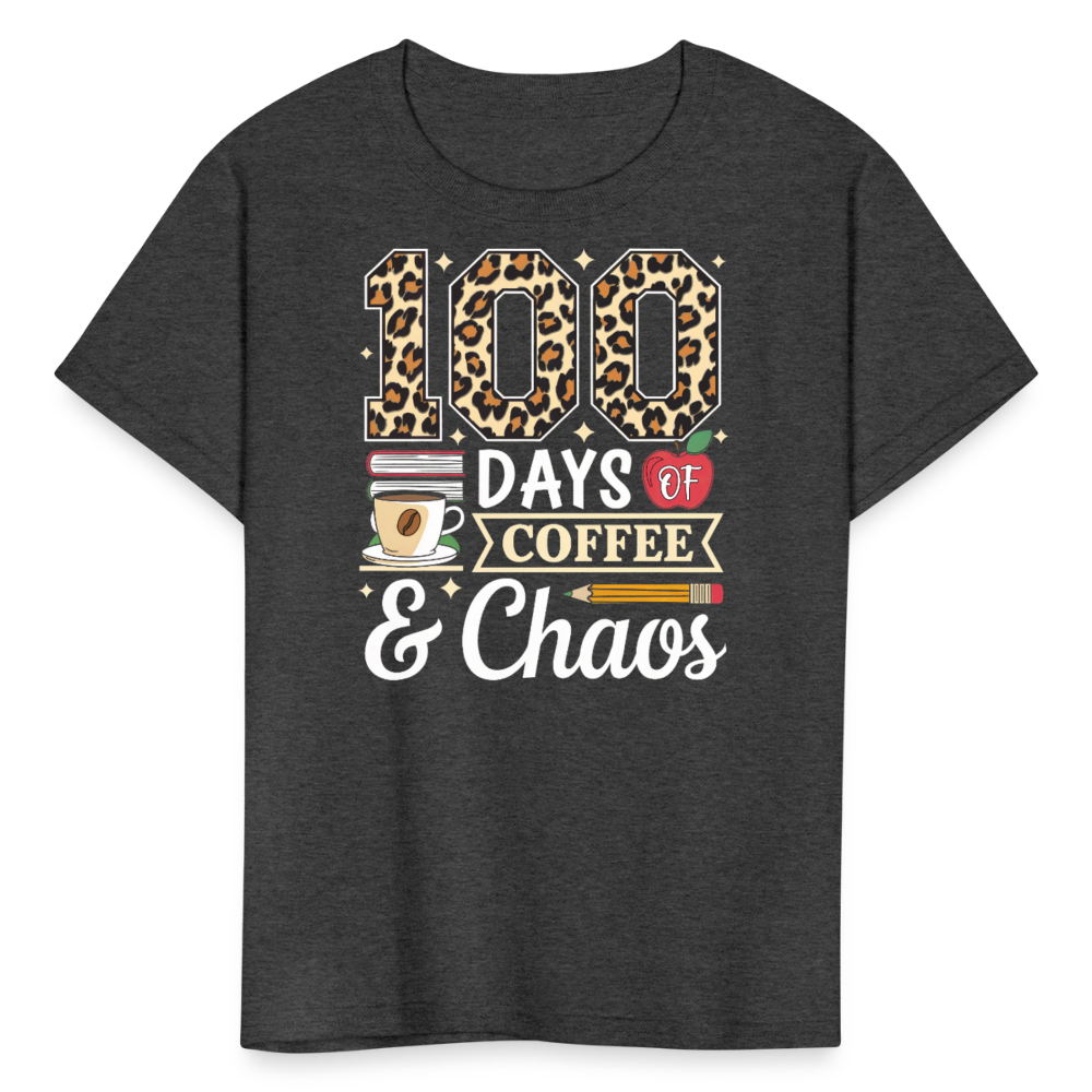 Coffee Lover Teacher Shirt 100 days of school T-shirt - heather black