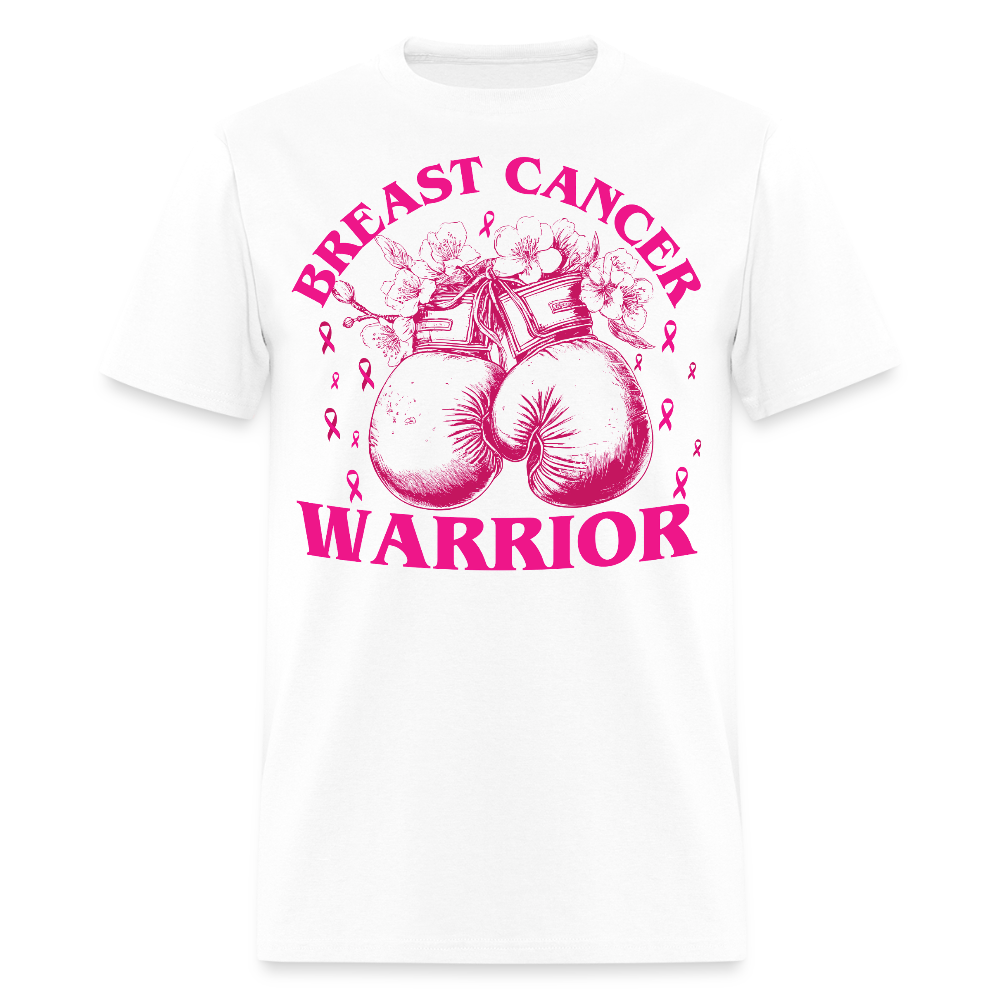 Pink Ribbon Boxer Gloves Breast Cancer T-Shirt - white