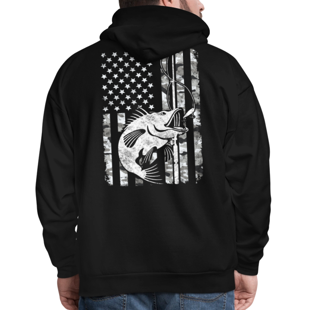 Camouflage American Flag Patriotic Fishing Hoodie - black