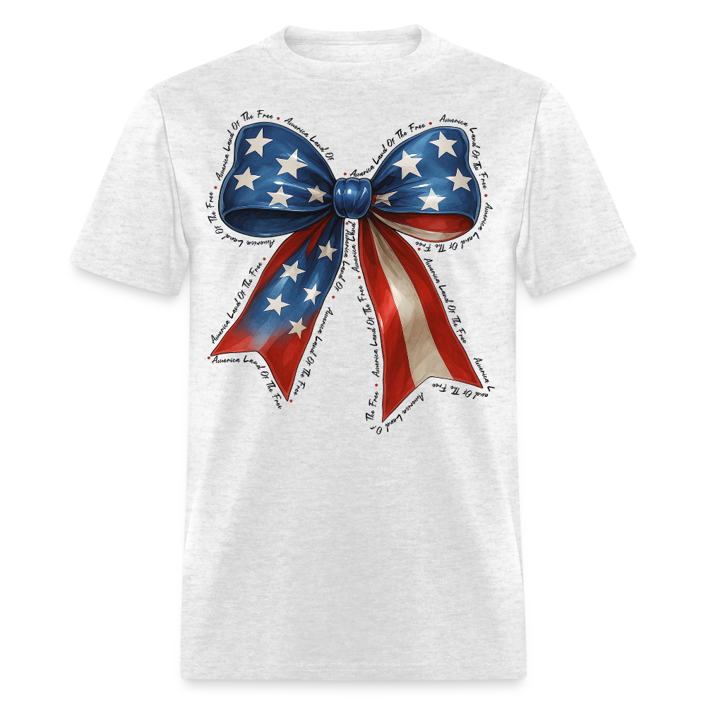 4th Of July Patriotic Bow T-Shirt - light heather gray