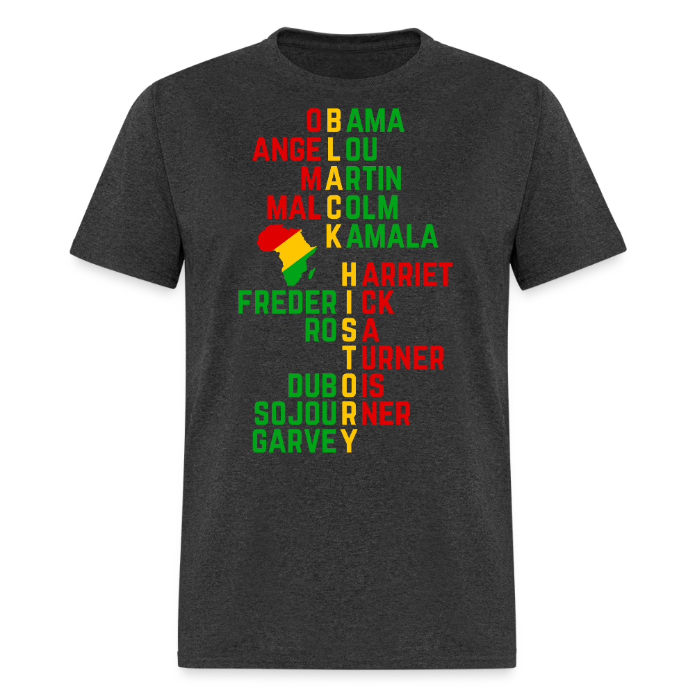Inspirational Black Culture Tee Historical Black Leaders T-shirt - heather black
