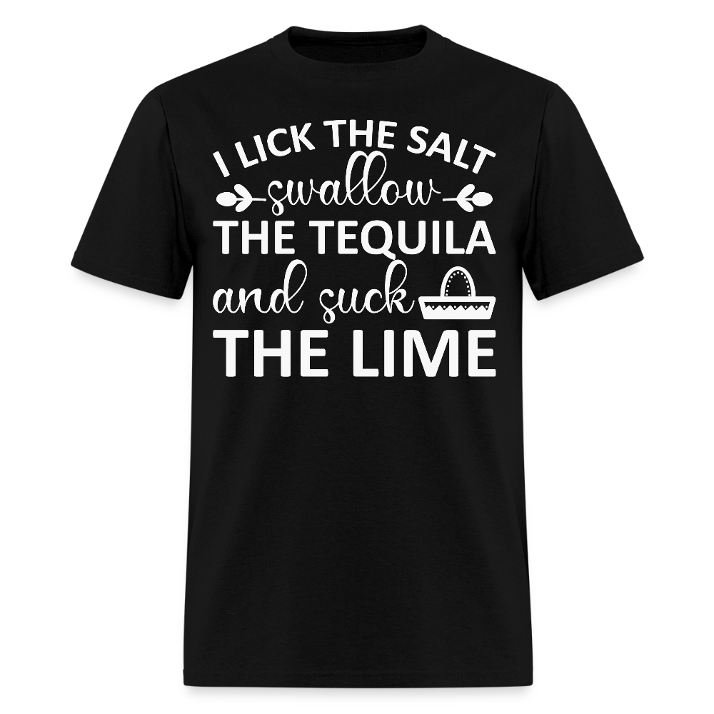 Swallow Tequila Suck Lime Funny Tee Salt Tequila Lime Drinking T-shirt - black