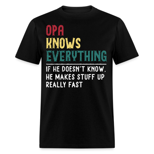 Opa Knows Everything Funny German Grandpa T-shirt - black
