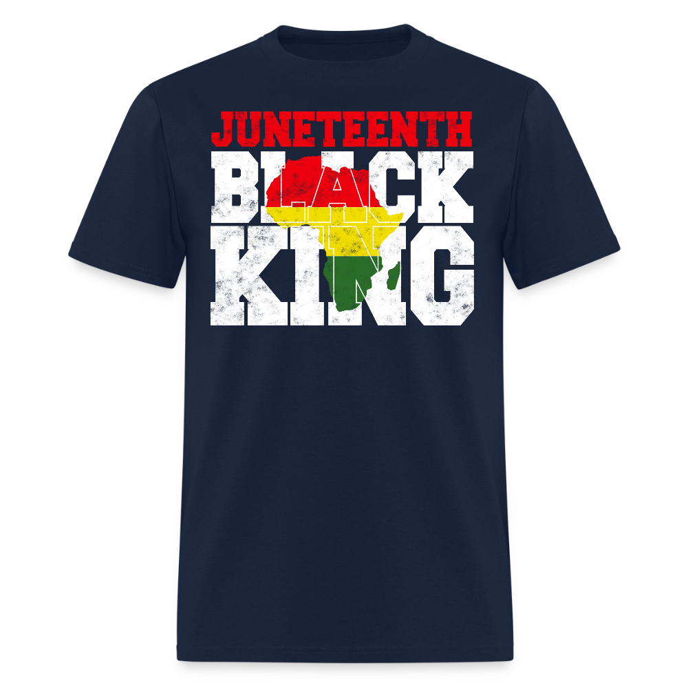 Juneteenth Black King Tee Black Heritage Power T-Shirt - navy