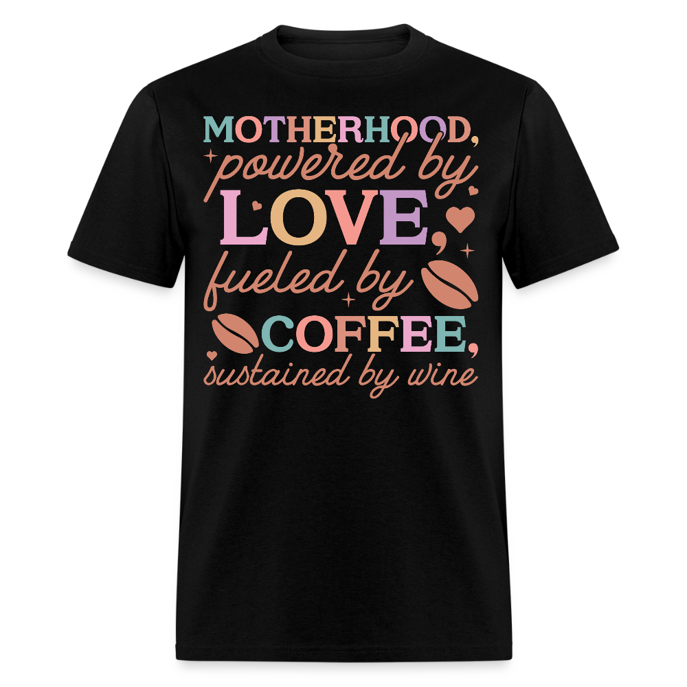 Mom Life Powered By Coffee And Wine T-shirt - black