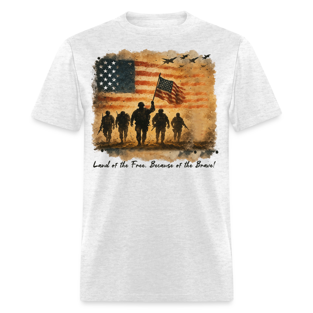 Land Of The Free Patriotic Military T-Shirt - light heather gray
