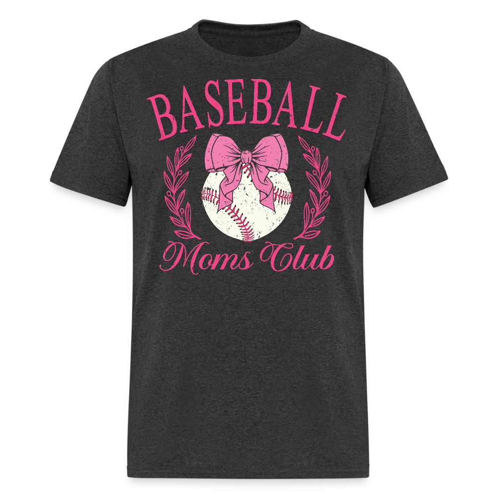 Pink Baseball Moms Club T-shirt - heather black