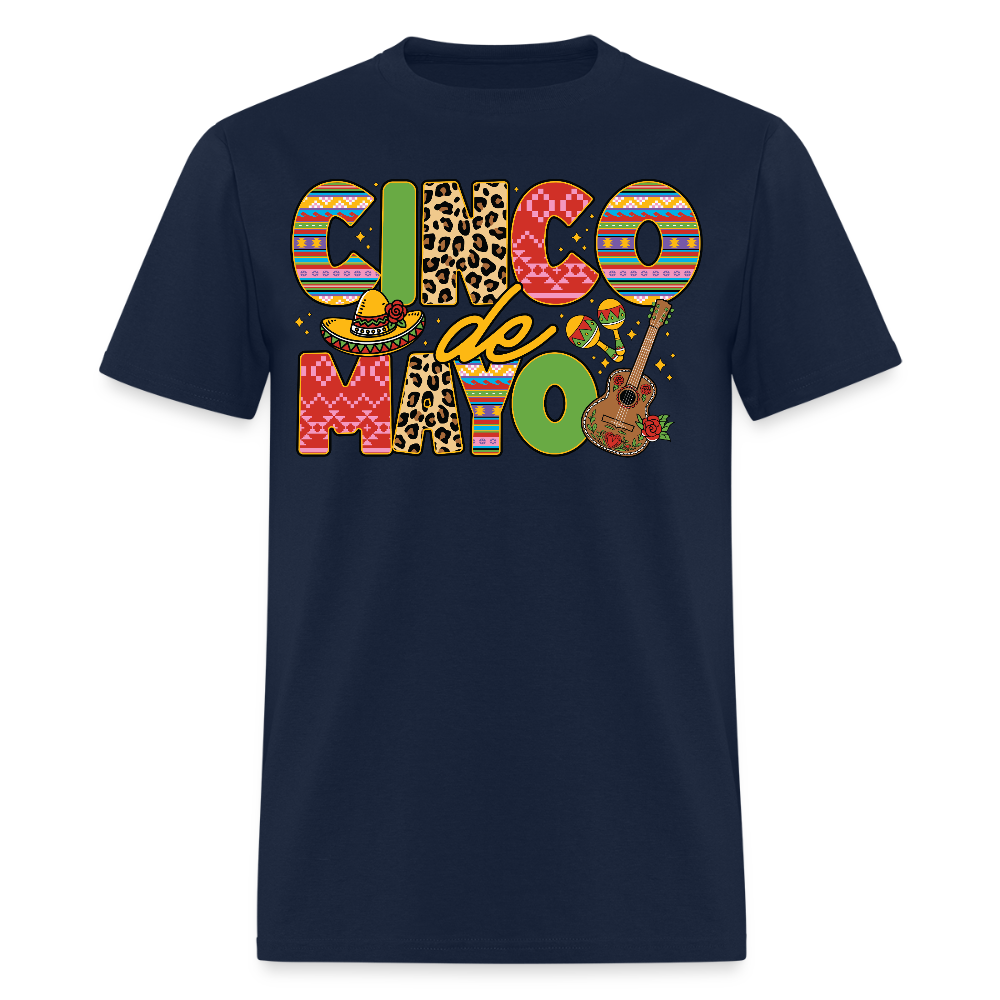 Leopard Print And Fiesta Design Cinco de Mayo T-shirt - navy