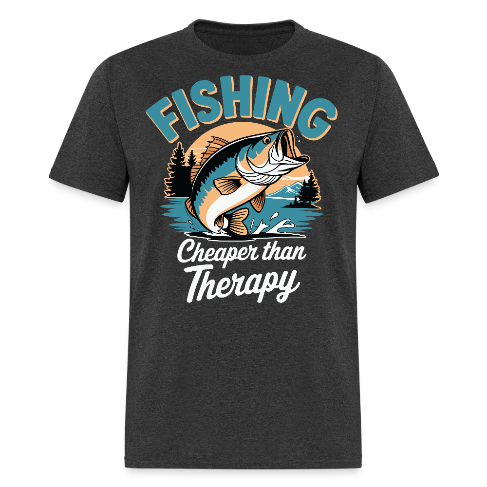 Outdoor Lifestyle Fishing Therapy T-shirt - heather black