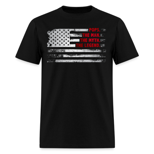 Pops The Man The Myth The Legend Patriotic Dad T-shirt - black