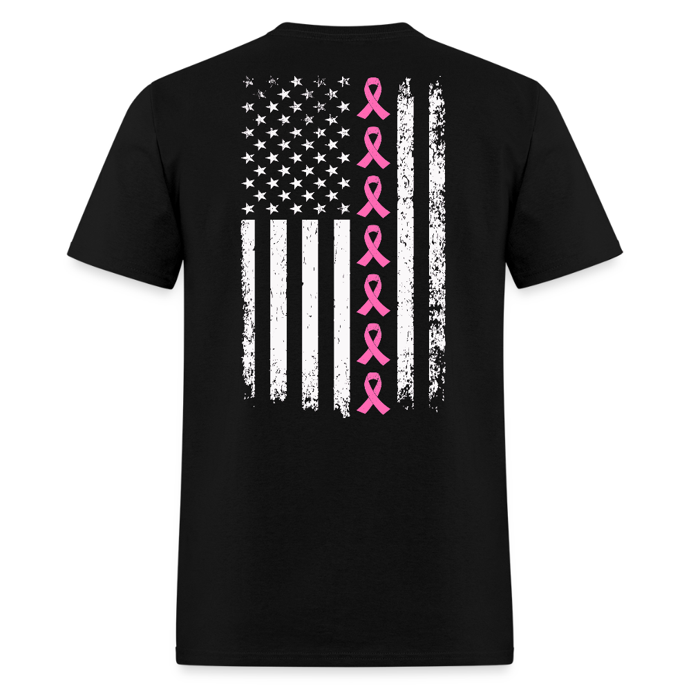 Breast Cancer Awareness American Flag T-Shirt - black