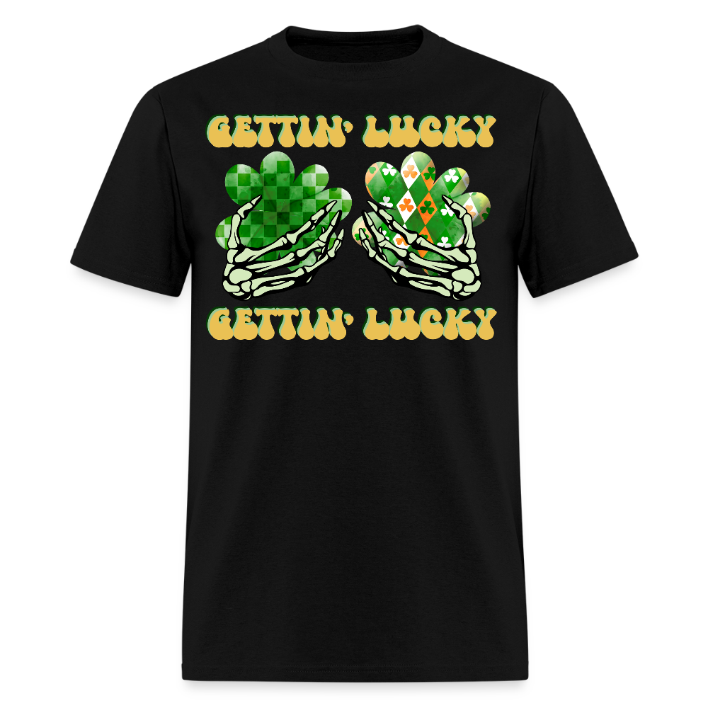 Gettin' Lucky St Patrick’s Day Skeleton T-shirt - black