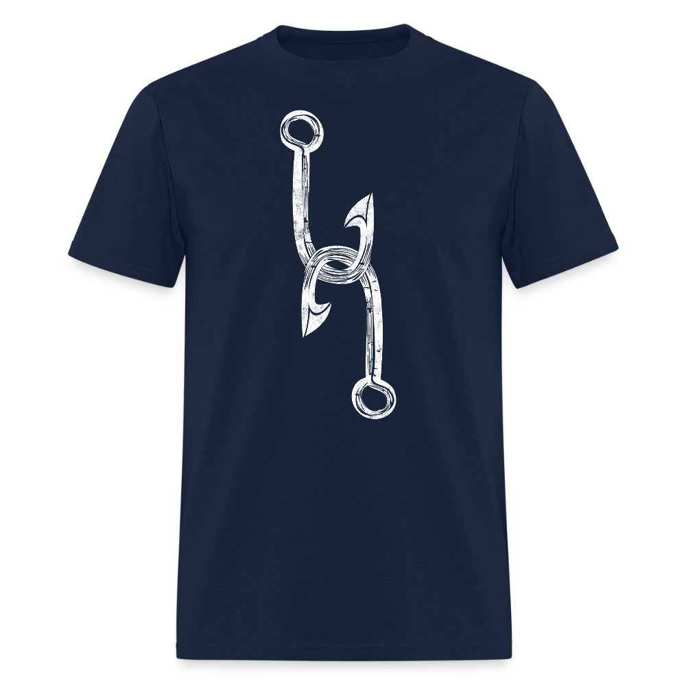 Bold Hook Fishing Enthusiast Gift T-Shirt - navy