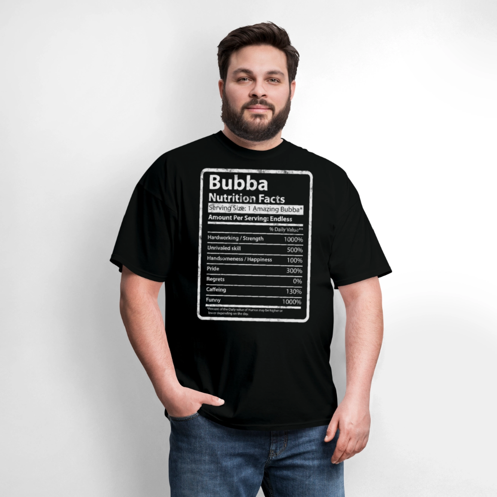 Personalized Bubba Nutrition Facts Gift T-shirt - black