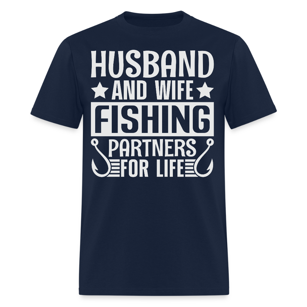 Husband And Wife Fishing Partners For Life T-Shirt - navy