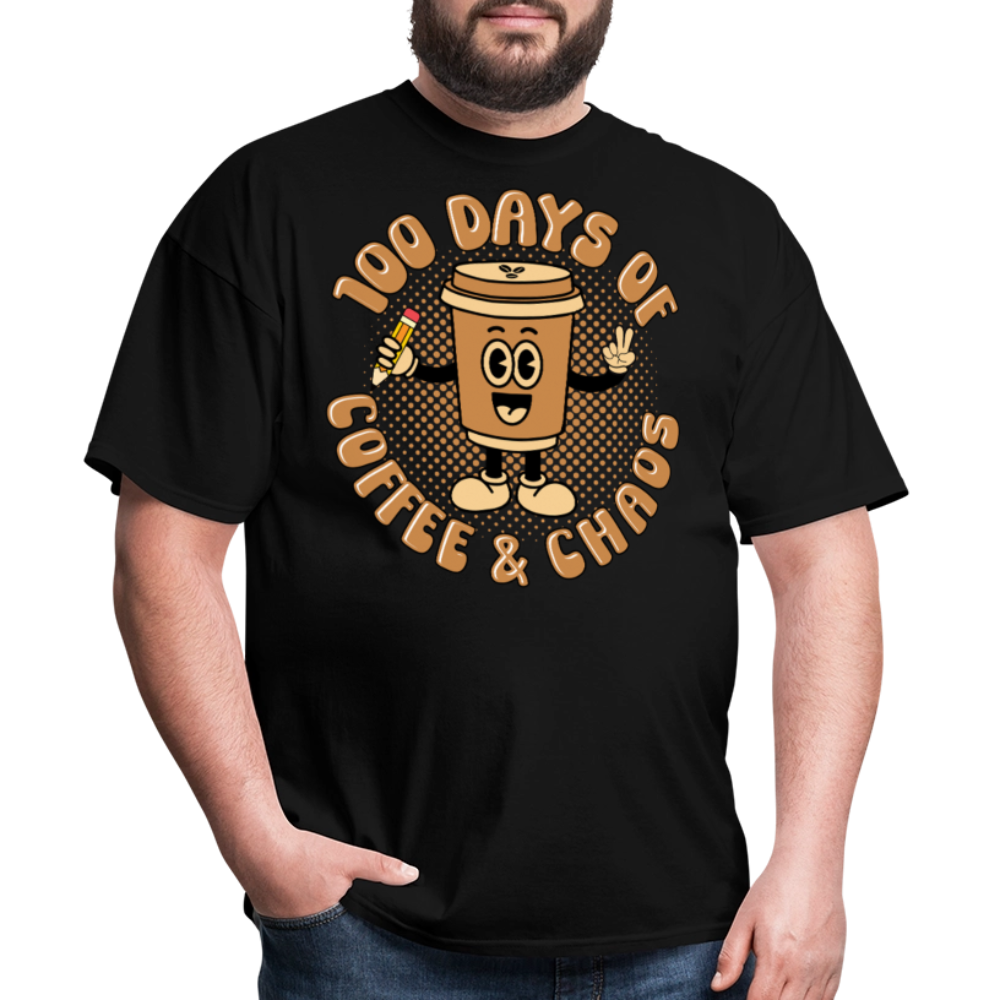 Teacher Caffeine Tee for School Days Coffee and Chaos T-shirt - black