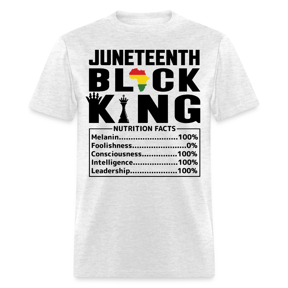 Juneteenth Black King Melanin Nutrition Facts T-Shirt - light heather gray