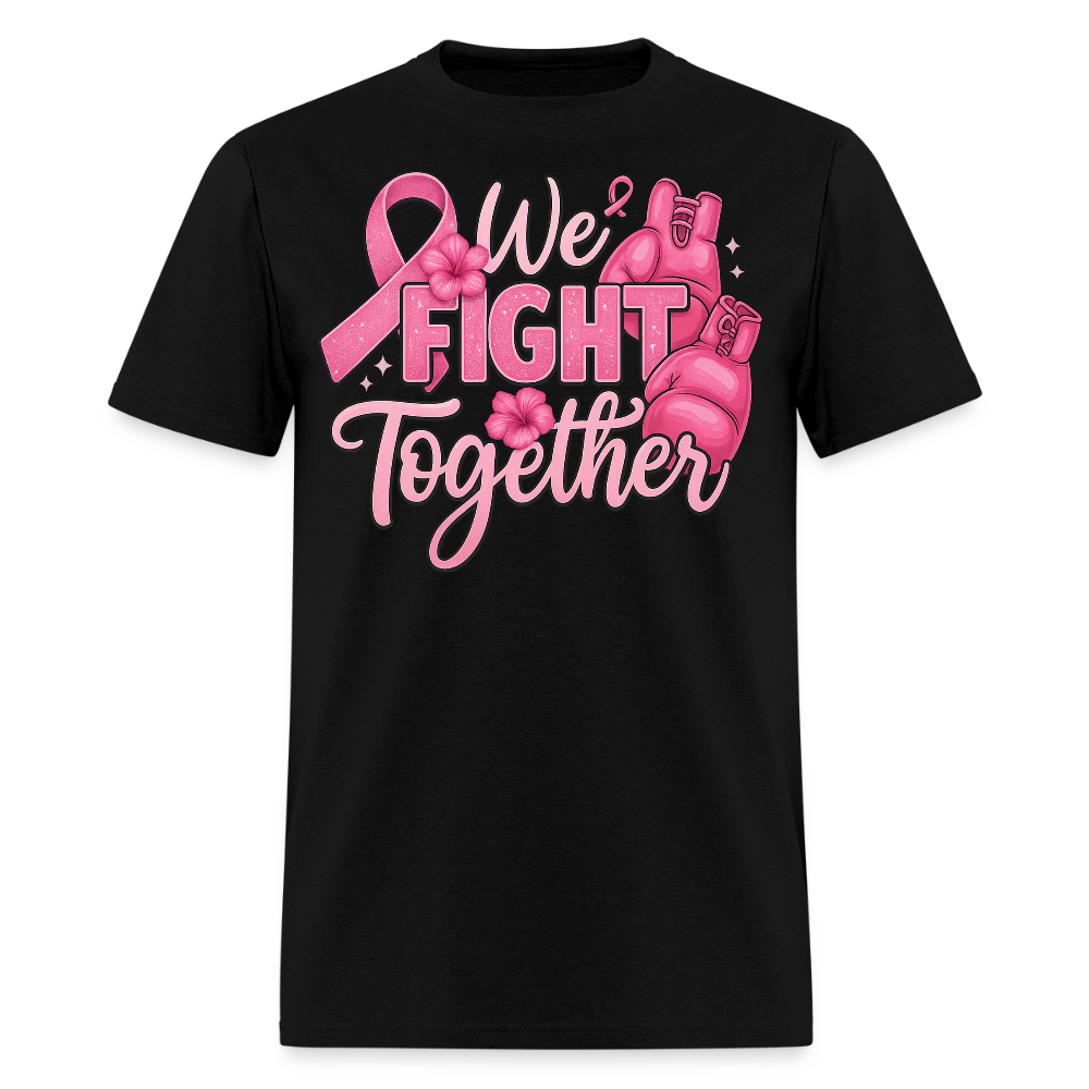 We Fight Together Breast Cancer Boxing Gloves T-Shirt - black